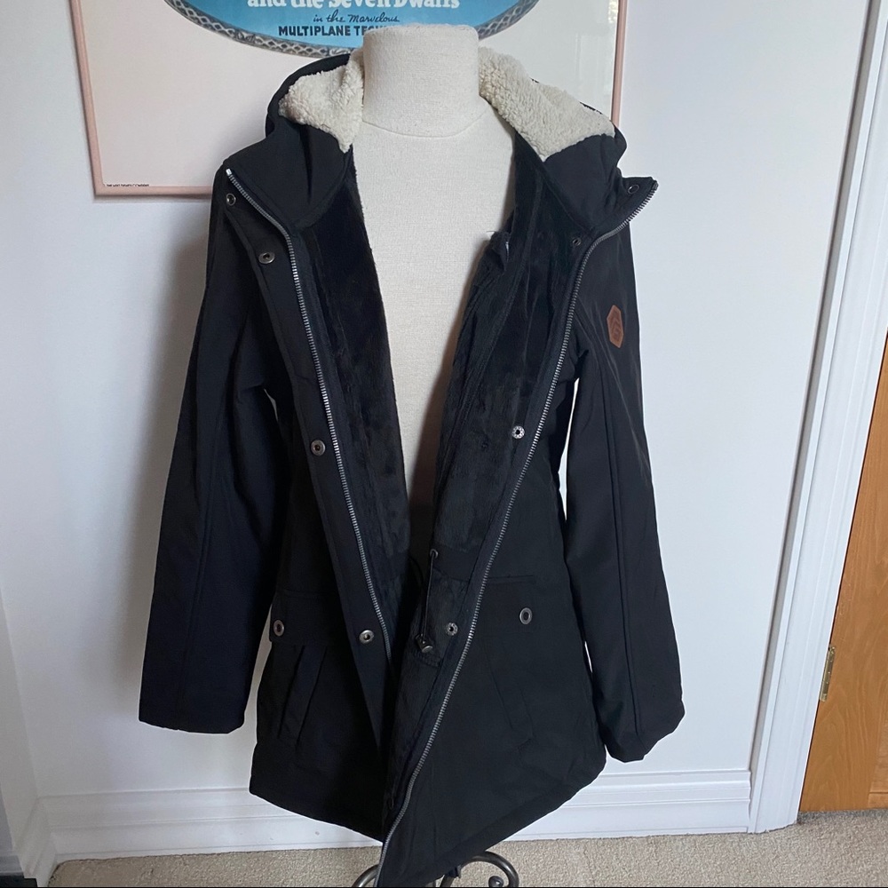 FREE COUNTRY COAT WOMEN’S BLACK W/Hood SIZE LARGE